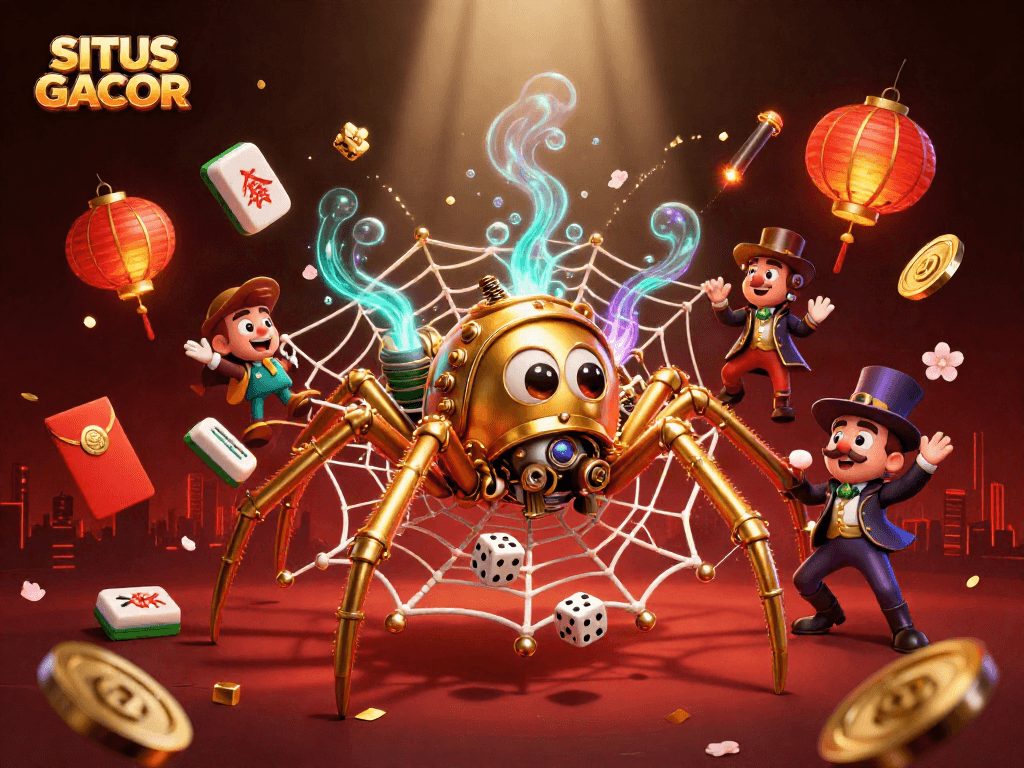 Experience thrilling gameplay with SITUS GACOR, featuring golden spider and dynamic game elements.