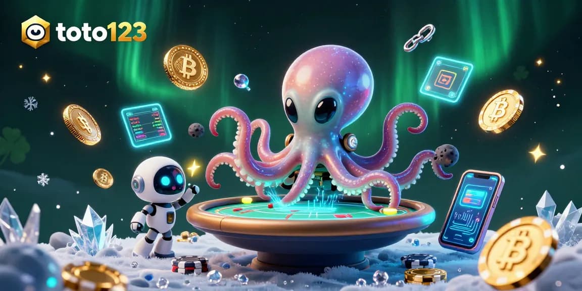 Join the action with toto123's thrilling alien casino scene featuring an octopus and vibrant game elements.