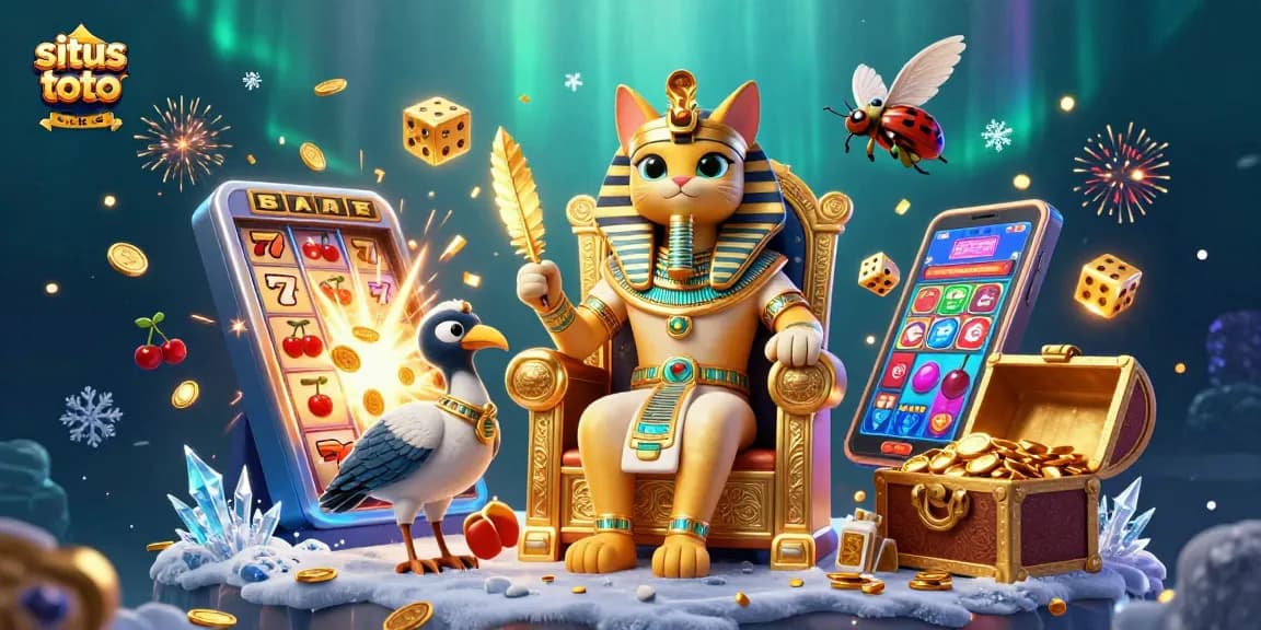 Experience situs toto excitement with the pharaoh cat, fortune symbols, and jackpot winnings!
