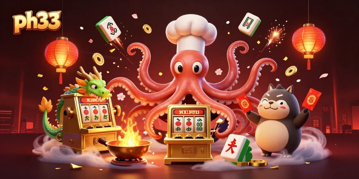 Experience exciting gameplay at ph33 with vibrant slot machines, winning envelopes, and engaging characters.
