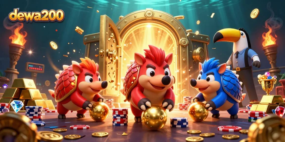 Rasakan keseruan bermain di dewa200 saat pangolin bersaing mengumpulkan emas dan poker chip!