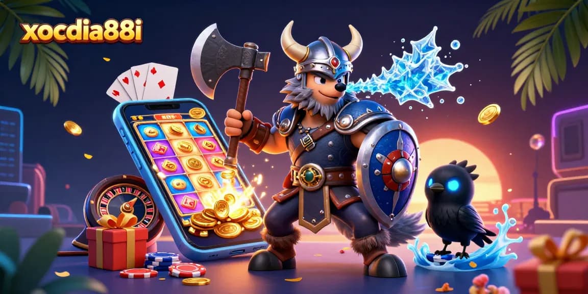 Join the Viking wolf warrior, dragon, and raven as they enhance your gaming experience at xocdia88i!