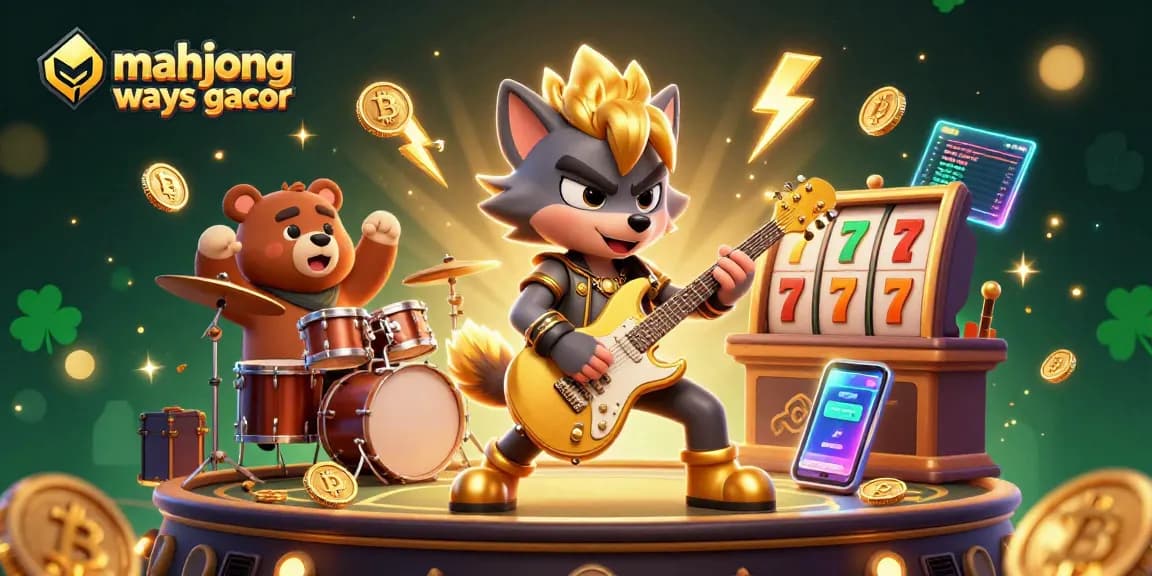 Experience the thrill of mahjong ways gacor with immersive casino characters surrounded by winning symbols and crypto assets.