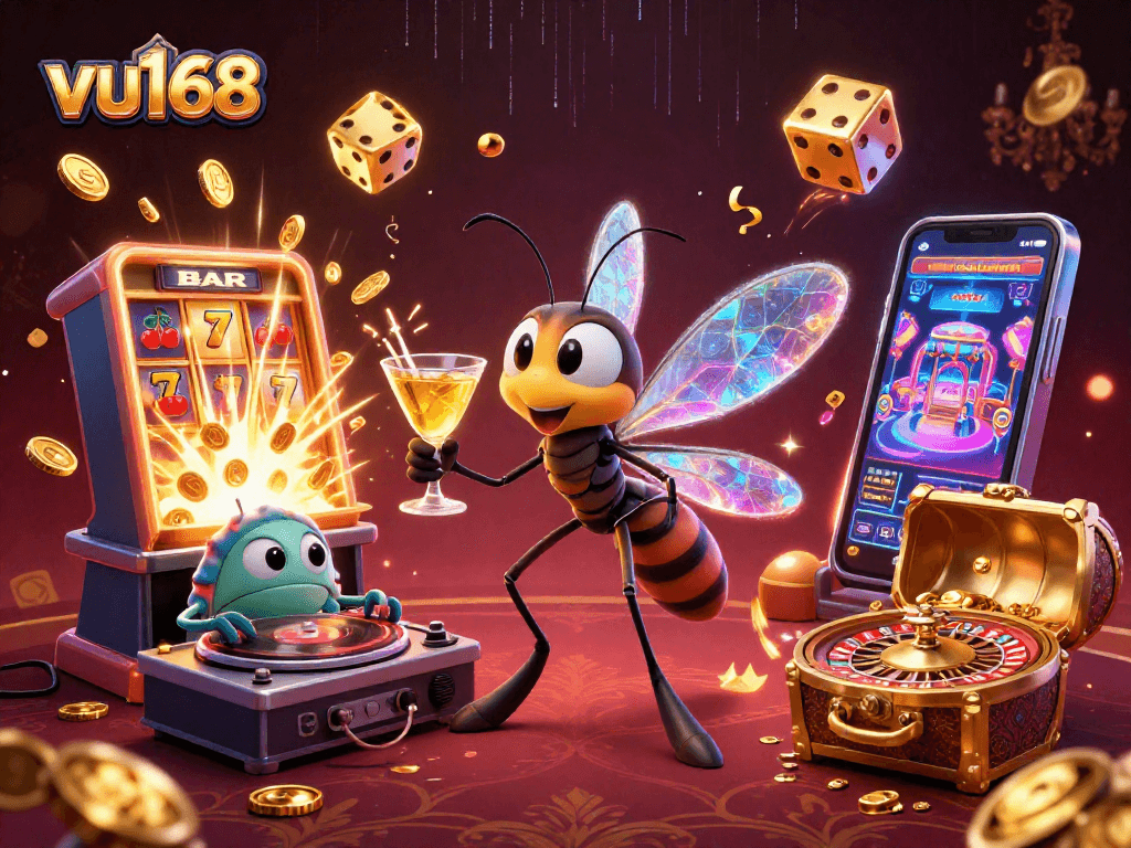 Experience thrilling gameplay with vu168 exploring a vibrant casino scene filled with exciting game elements.