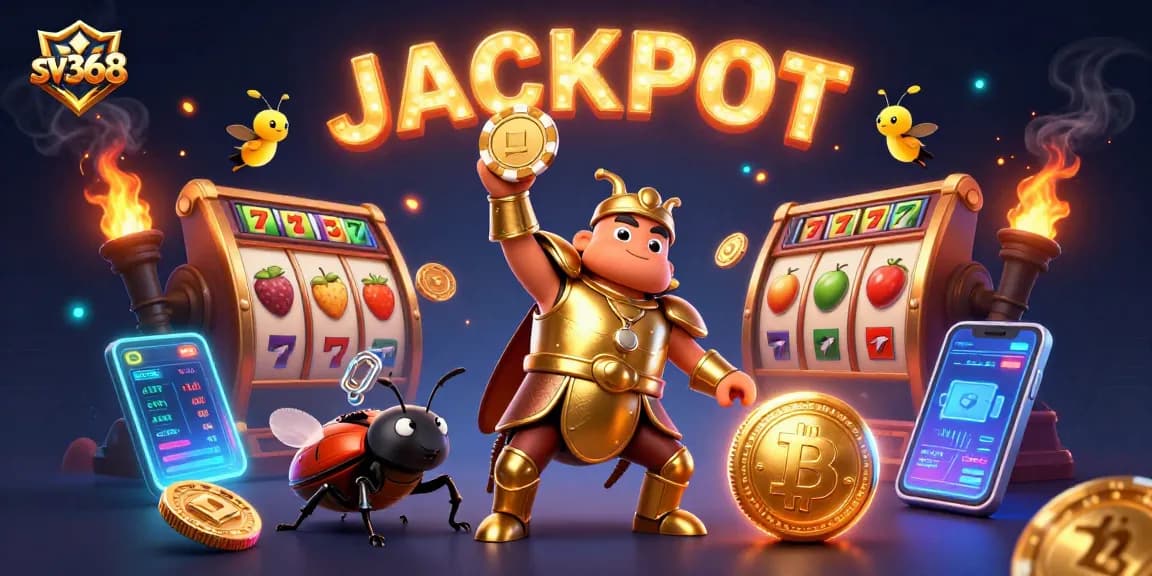 Spin the jackpot with sv368 at a dazzling casino illustrated scene packed with action.