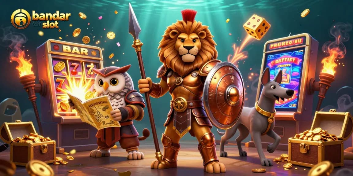 Spin to win with bandar toto slot, featuring a dynamic jackpot scene of characters and vibrant casino elements.