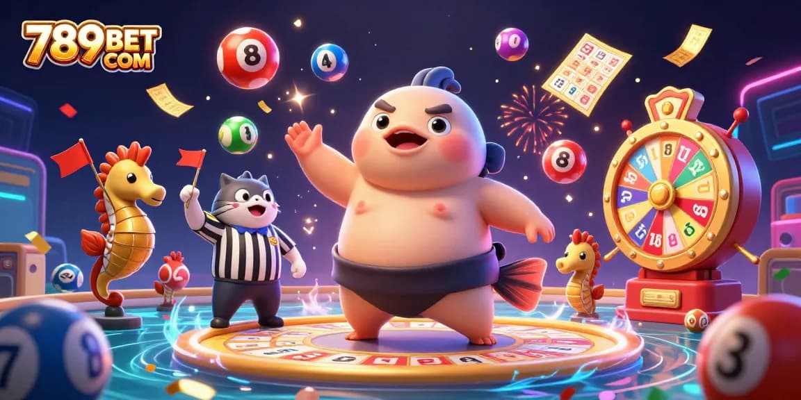 Engage in thrilling games at 789BET COM with vibrant lottery balls and exciting casino elements.