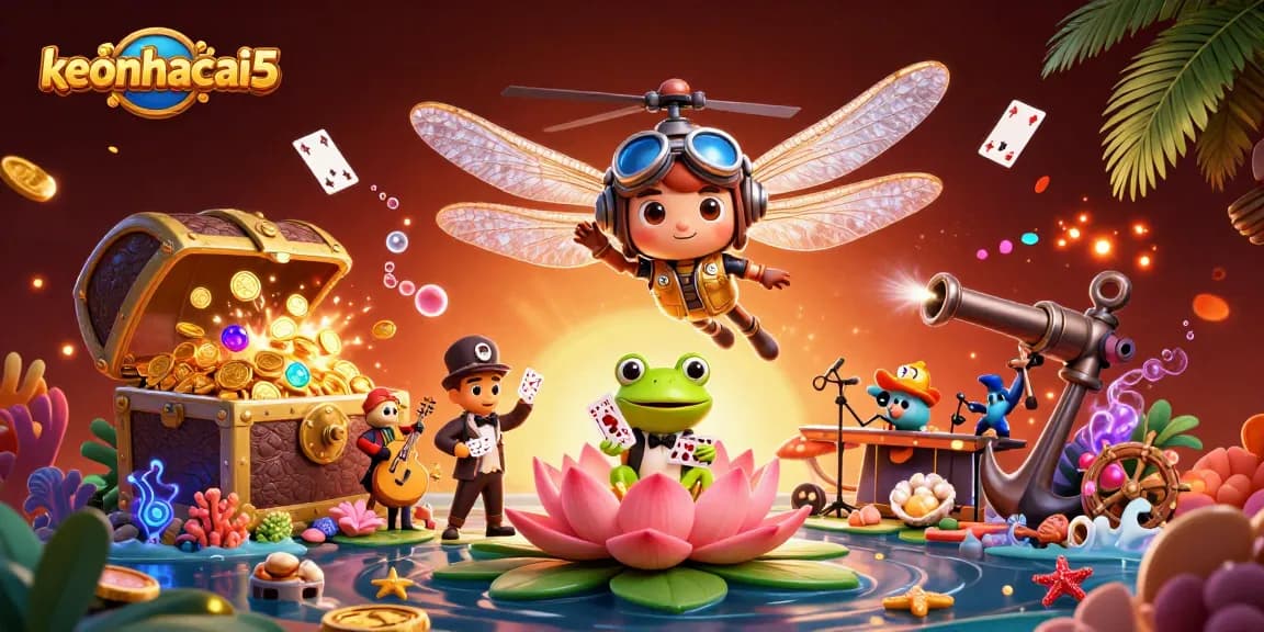 Experience keonhacai5 in this vibrant 3D casino scene, showcasing dynamic gambling elements.