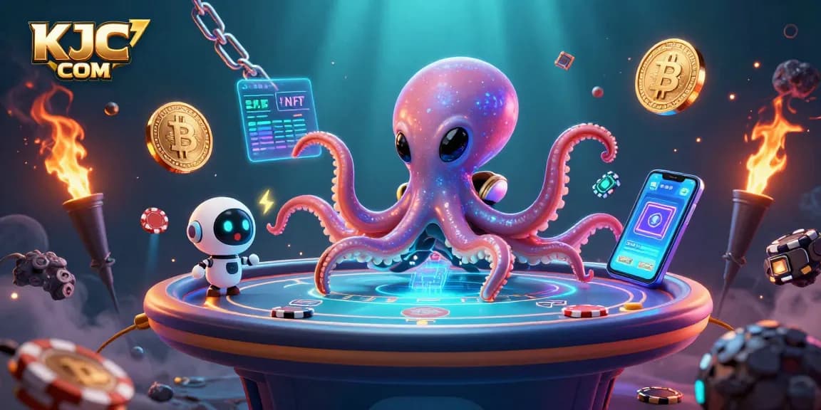 Play exciting games at KJC COM with a vibrant cosmic casino scene showcasing galactic poker.
