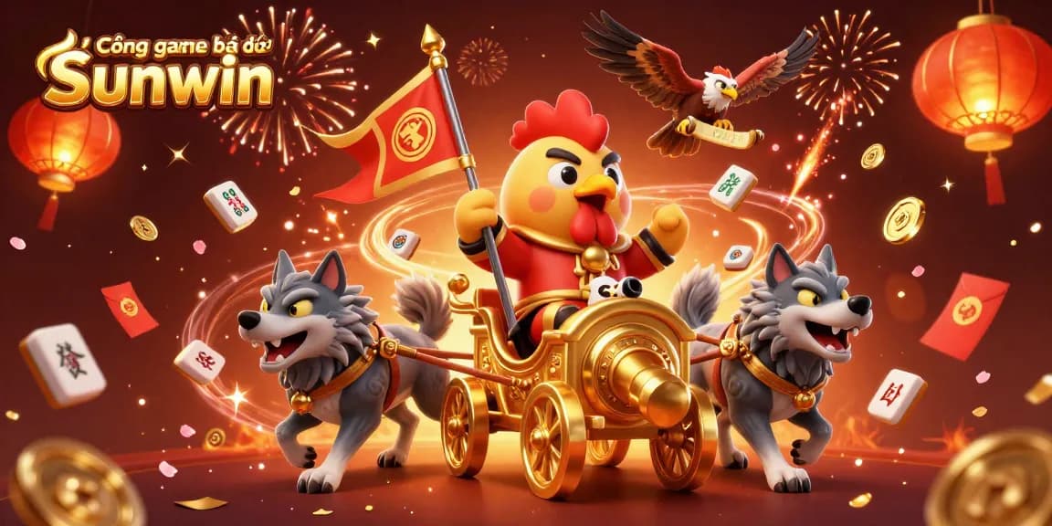 Engage in the thrilling Cổng game bài đổi thưởng Sunwin experience with a vibrant illustration full of gaming elements.