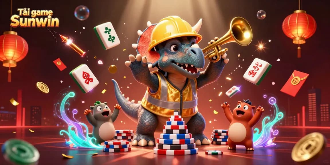 Celebrate winnings and excitement while playing Tải game Sunwin with vibrant 3D casino illustration.