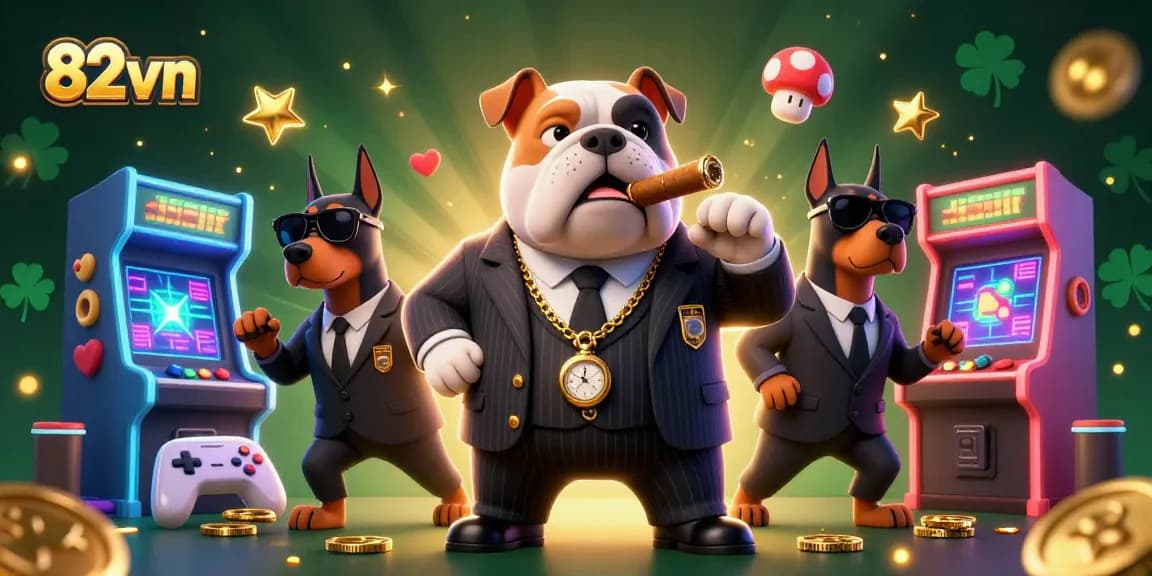 Experience thrilling action at 82vn with the ultimate cartoon mafia-themed casino illustration.
