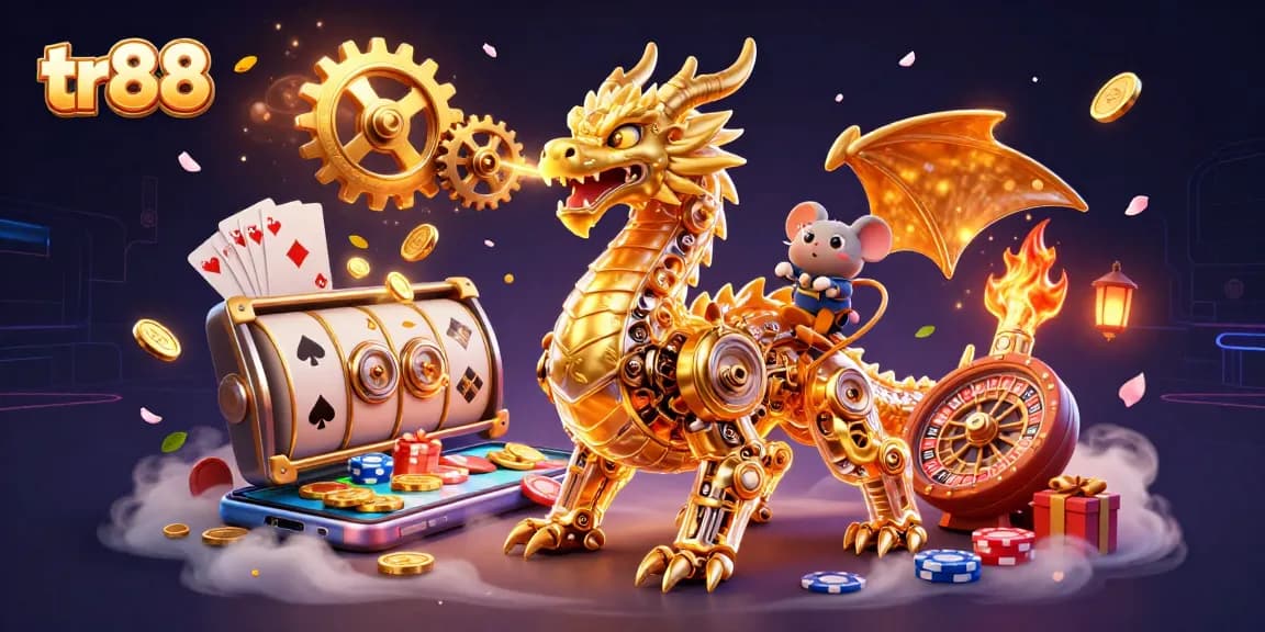 Engage with the tr88 slot experience featuring a golden dragon and vibrant casino elements.