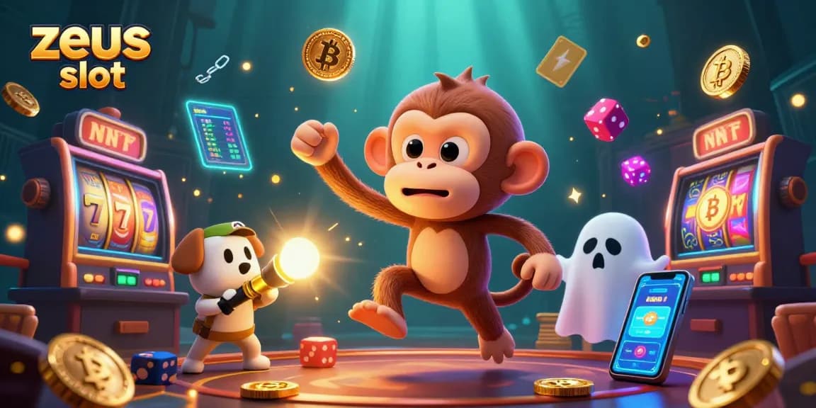 Experience the thrilling zeus slot in this vibrant casino scene with playful characters and glowing elements.