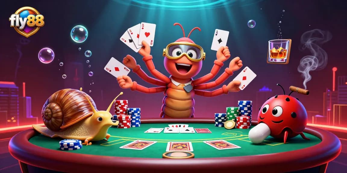 Experience thrilling action at fly88 casino with a dynamic millipede dealer and colorful poker chips.