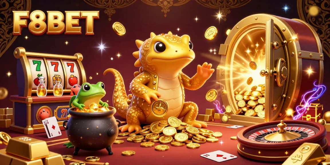Experience thrilling wins with F8BET's immersive gambling scene featuring enchanting golden elements.