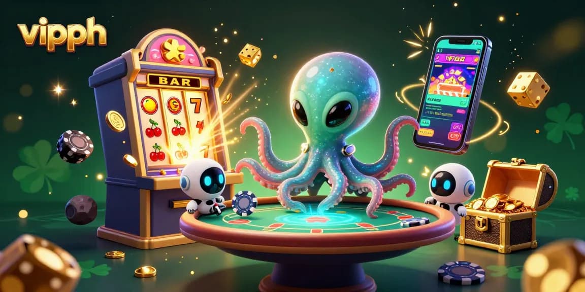 Win big at vipph with an exciting 3D cartoon casino scene featuring a vibrant alien theme.