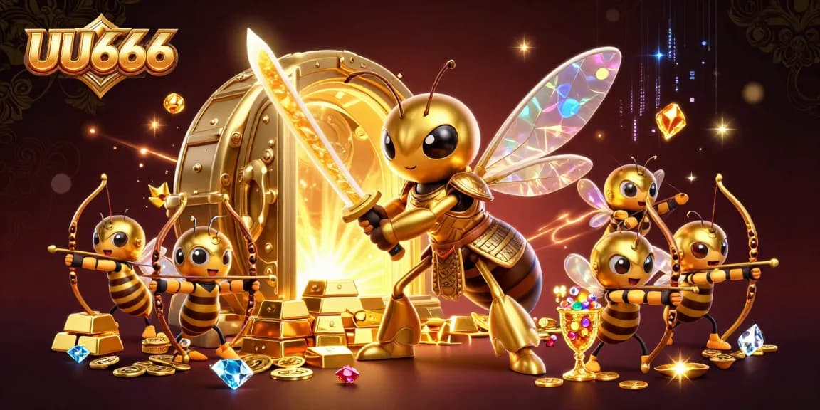 Engage with UU666's thrilling gaming universe depicted in a vibrant 3D illustration showcasing casino glory.
