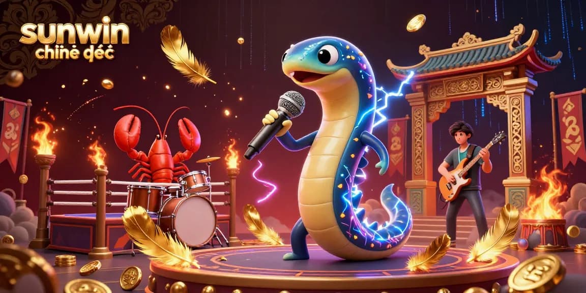 Engage with sunwin chính thức as electric eel DJ entertains in an underwater casino.