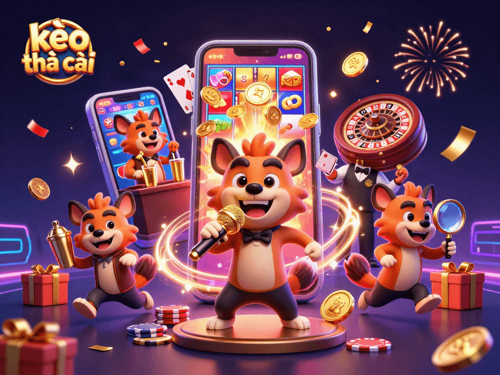 Experience the lively kèo nhà cái scene with hyenas, gaming elements, and vibrant casino atmosphere.