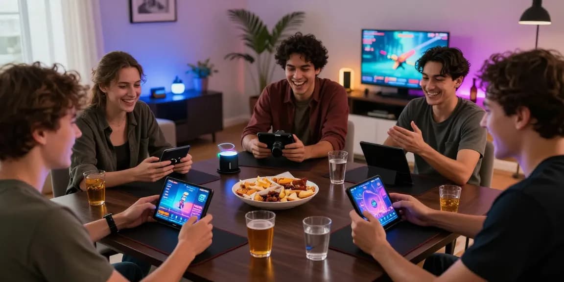 Download file for 3 Patti Blue gameplay in a lively living room with friends.