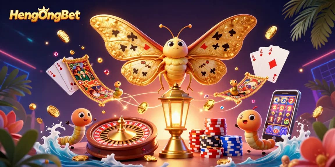 Experience the thrill of HengOngBet with vibrant 3D casino elements in a captivating scene.
