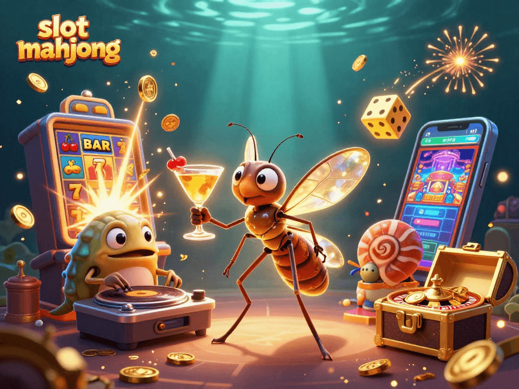 Engage in slot mahjong adventures with dynamic characters, golden symbols, and vibrant casino elements.