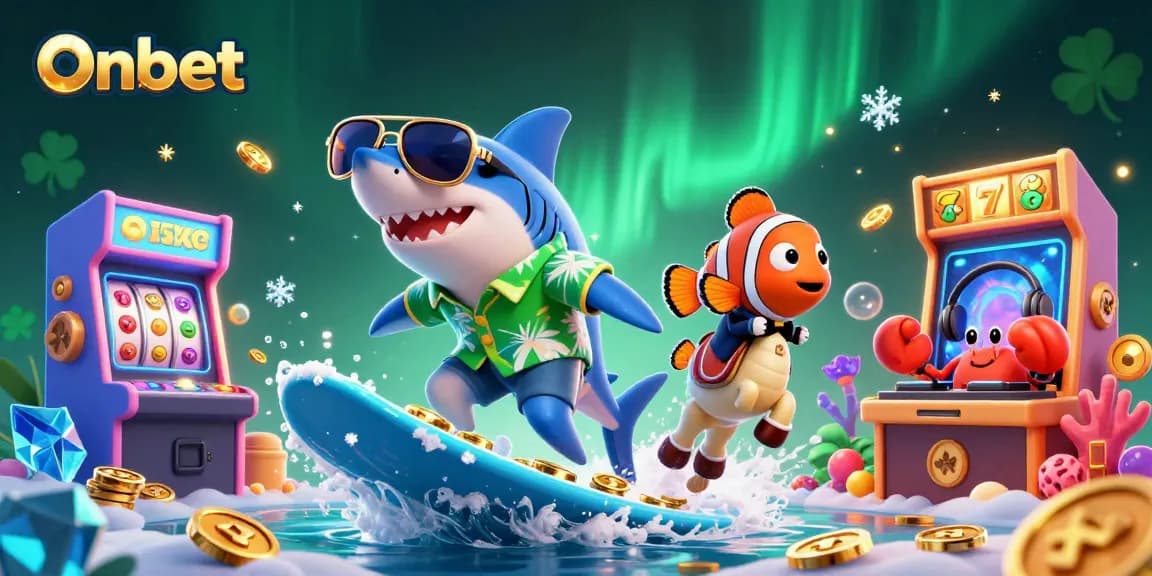 Onbet invites players into a vibrant casino world where gold coins and joyful characters enhance the gaming experience.