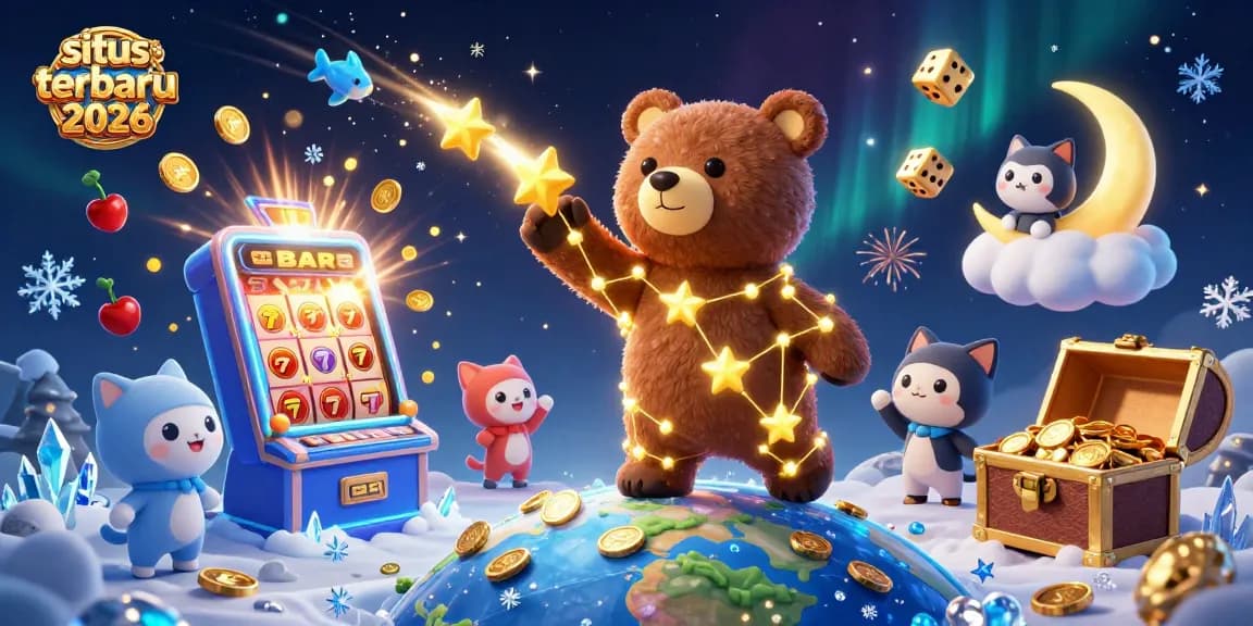 Gambarlah situs resmi terbaru 2026 yang menampilkan berlian dan uang dalam suasana kasino yang berkilau.