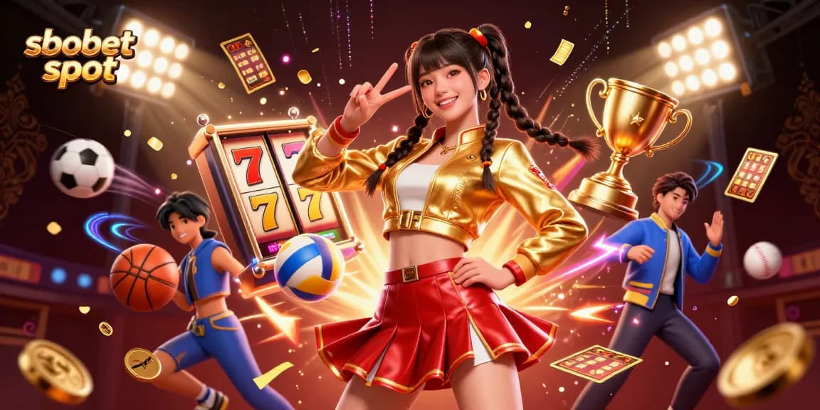 Experience sbobet slot excitement with vibrant 3D animation and colorful casino game elements.