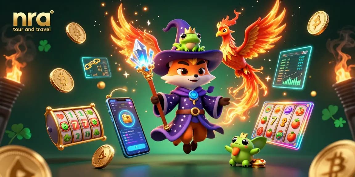 Engage in thrilling gaming experiences at NRA tour and travel with vibrant casino elements and digital artwork.