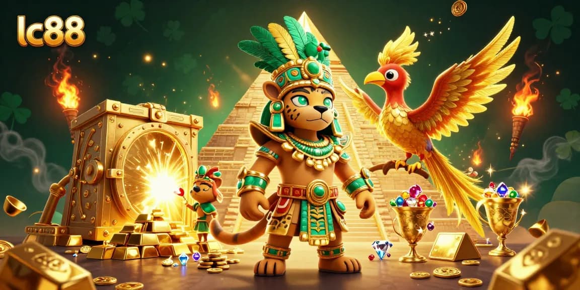 Experience premium gaming at lc88 with vibrant gold and jewels in a dynamic casino scene.