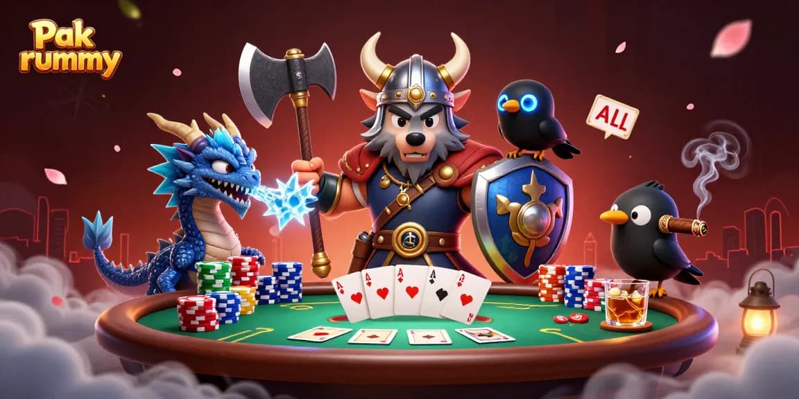 Engage in thrilling Pak rummy gameplay with vibrant characters and casino elements.