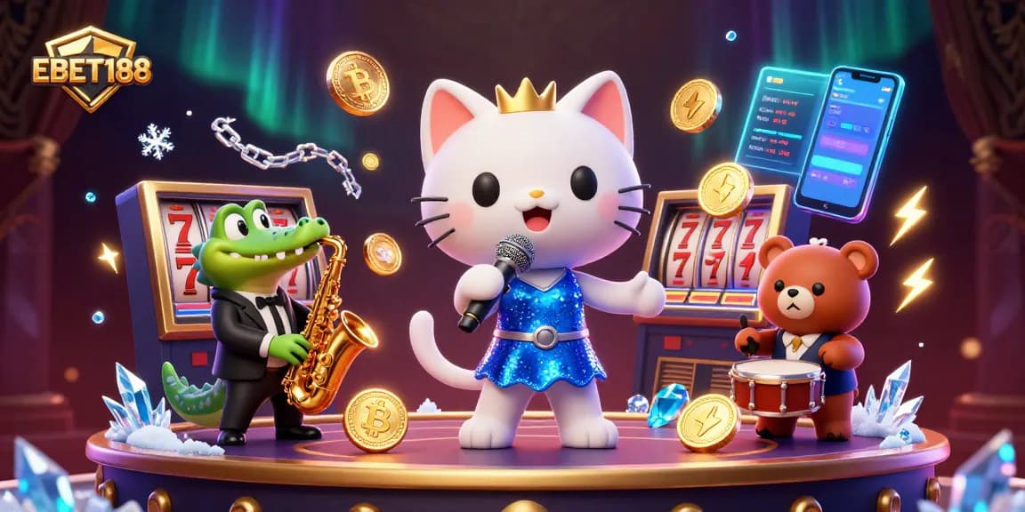 Engage with exciting slots at EBET188, featuring vibrant characters and dynamic casino elements.