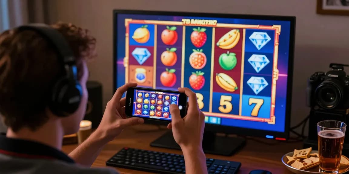 Perayaan kemenangan slot jackpot dengan pemain bersemangat dan berbagai grafik permainan slot.