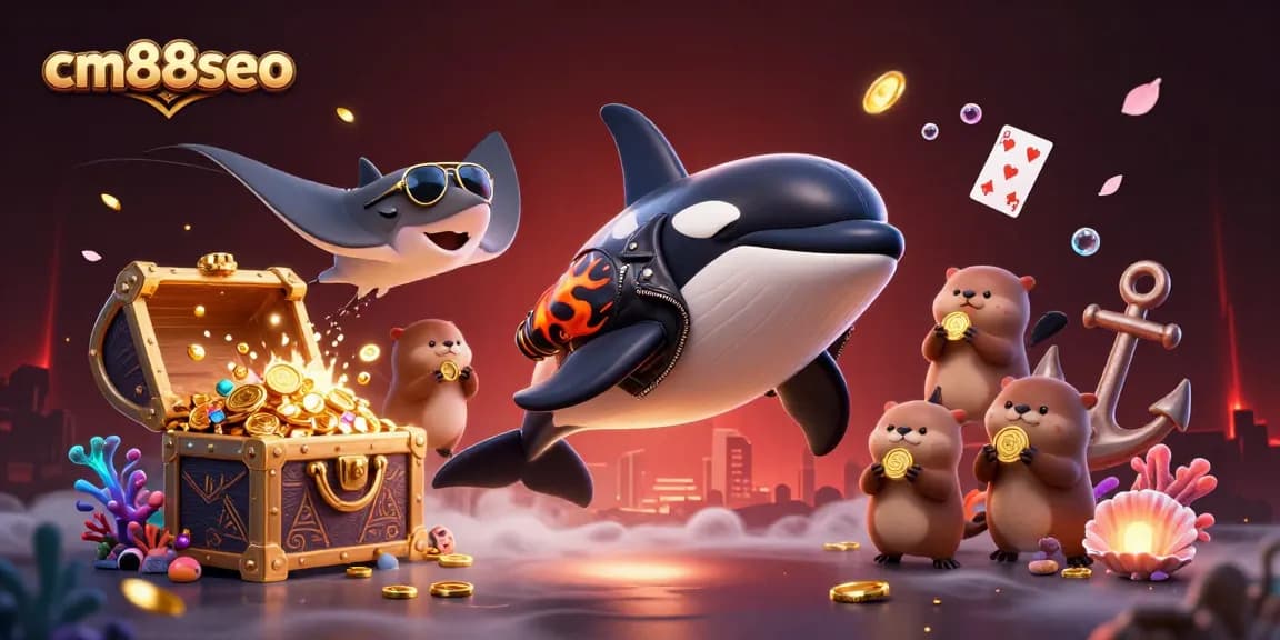 Experience the excitement of cm88seo with a dynamic 3D casino scene full of cartoon characters and treasures.