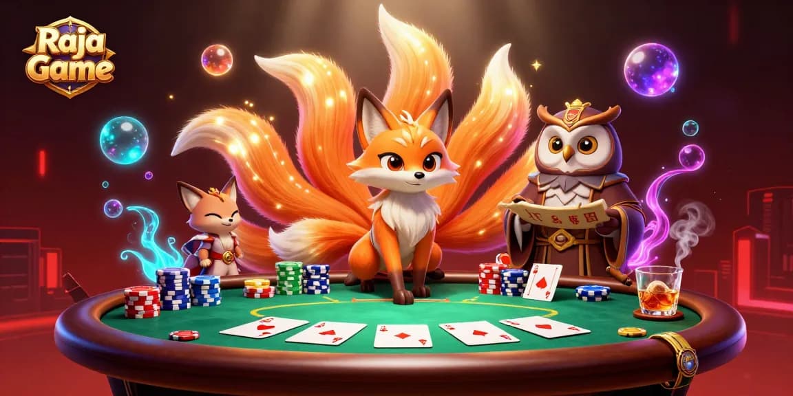 Experience Raja Game's exciting poker gameplay with colorful characters and vibrant casino elements.