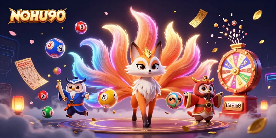 Engage with NOHU90's vibrant online gaming experience featuring dynamic lottery elements and enchanting characters.