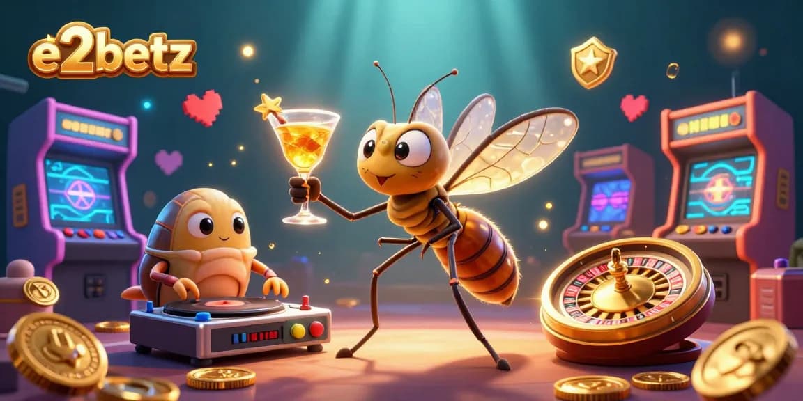 Experience fun and excitement at e2betz casino with our vibrant gaming scene including unique character designs.