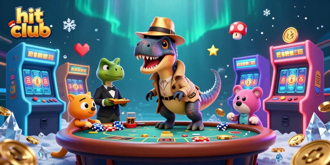 Join the hit club as a velociraptor card counter attempts to win at blackjack amid colorful casino games.