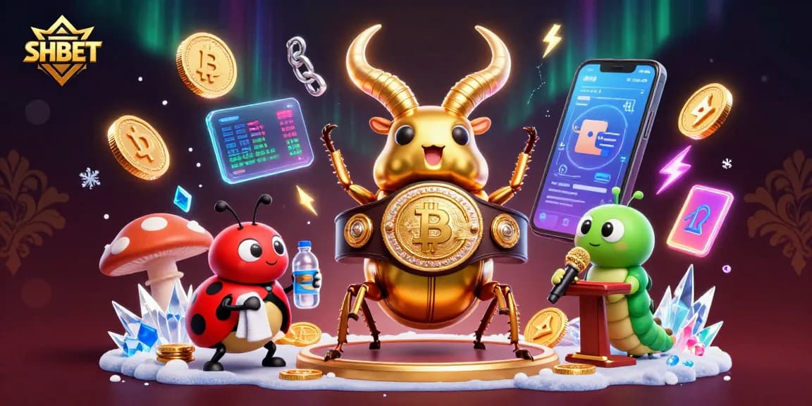 Experience SHBET's vibrant casino vibes with a dynamic 3D scene showcasing exciting gaming elements.
