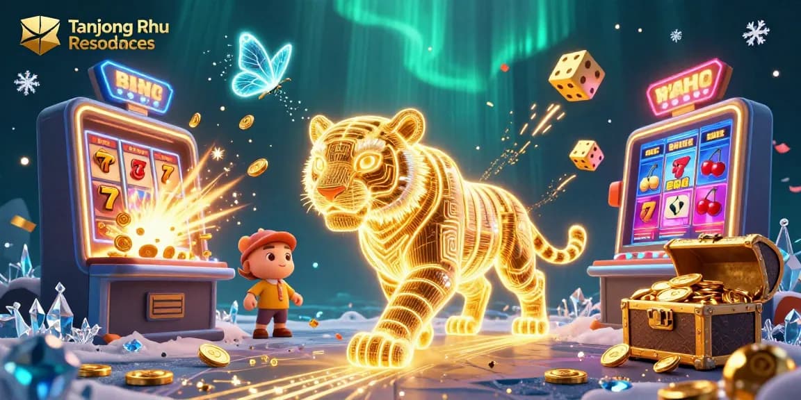Tanjong Rhu Residences menampilkan harimau neon berenergi di kasino digital, menangkan jackpot.