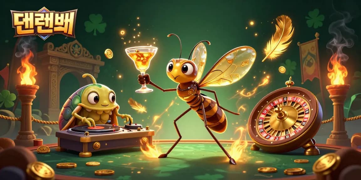 Experience the thrilling world of 텐텐벳 with a vibrant casino scene featuring unique characters.