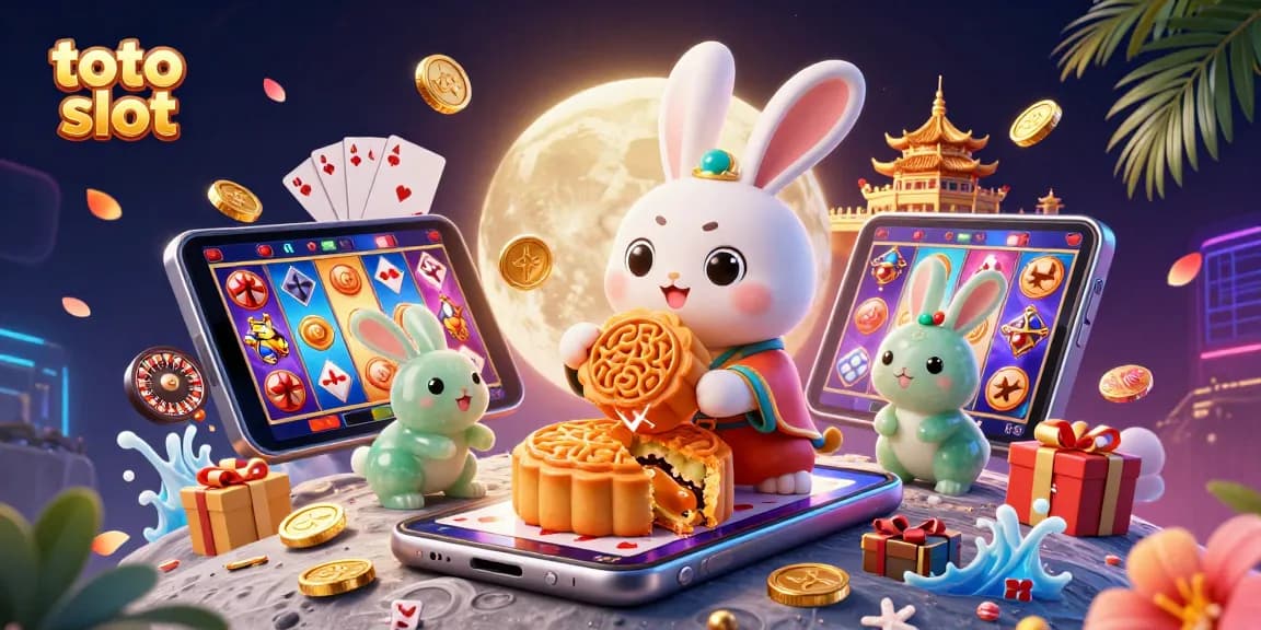 Engage with the dynamic toto slot scene featuring a moon rabbit and vibrant gaming elements.