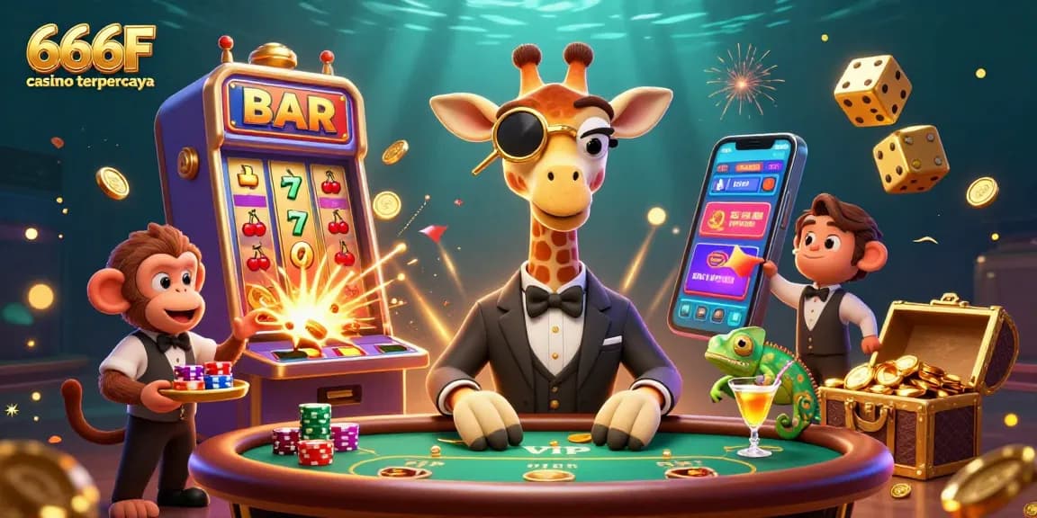 Experience the thrilling action at 666F casino terpercaya with a vibrant 3D illustration capturing high-stakes poker excitement.