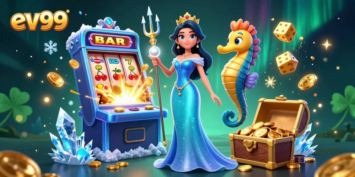 Experience thrilling casino gameplay with ev99's vibrant digital illustration featuring action-packed gambling elements.