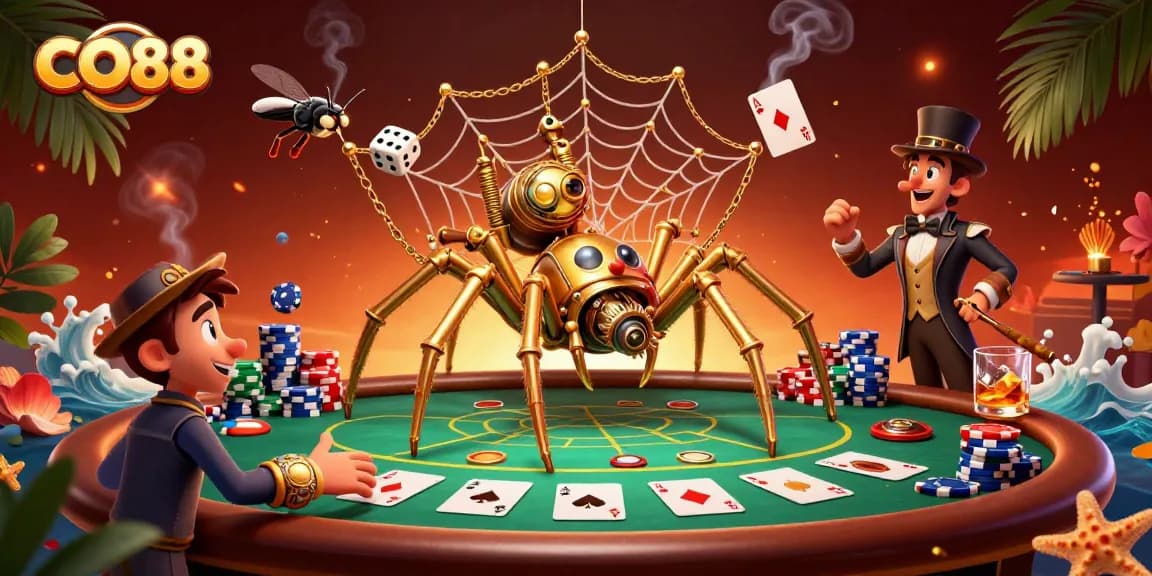 Experience high-stakes action at CO88 with a vibrant steampunk-themed casino scene.