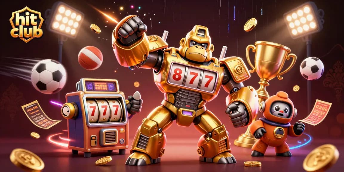 Experience thrilling gameplay at hit club with our golden gorilla mech and sports elements!
