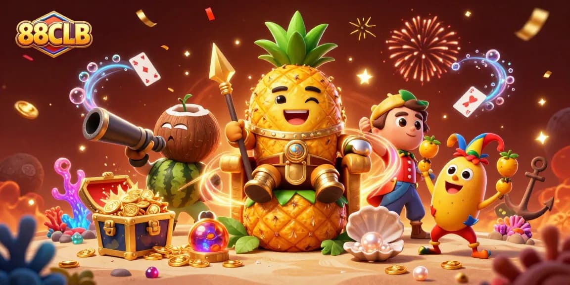 Experience thrilling gaming with 88CLB's vibrant and colorful casino scene featuring dynamic characters and exciting elements.
