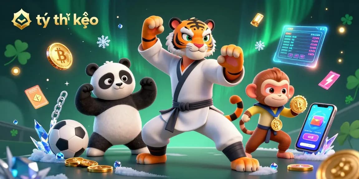 Betting confidently with tỷ lệ kèo, the kung fu tiger master and panda disciple strategize around sports betting elements.